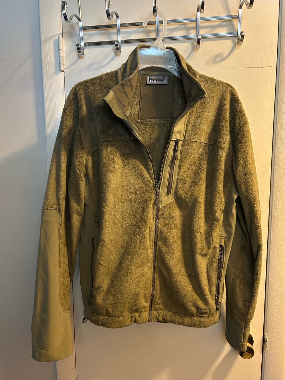 REI Men's Olive Green Full-Zip Performance Fleece Jacket